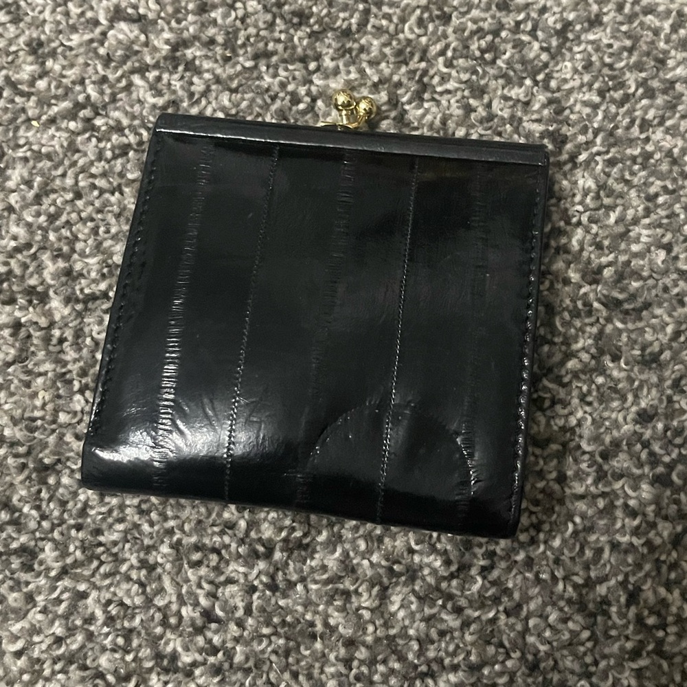 Black Eel Skin Wallet With Coin Pouch - Picture 6 of 6